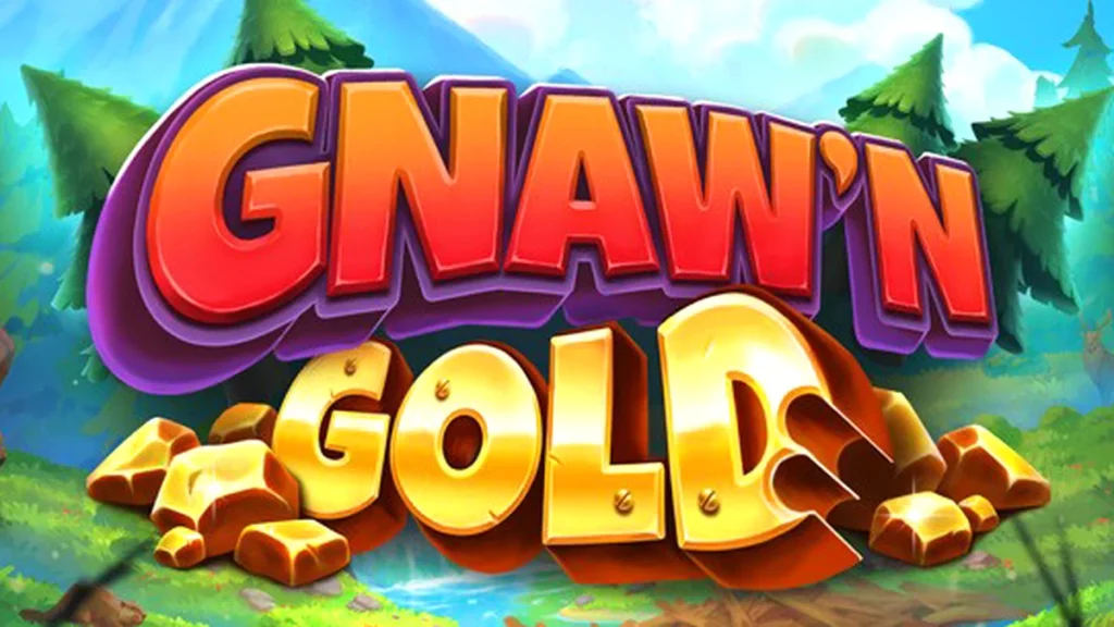 Interface de jogo do slot Gnaw'n Gold com tema de castores e floresta